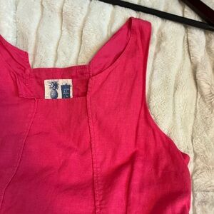 Anthro Edme & Esyllte Dark Pink Cotton Sleeveless Zip Spring Summer Fitted Dress